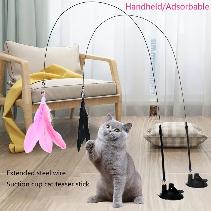 Interactive Cat Teaser Stick With Replaceable Feather - Smarsty