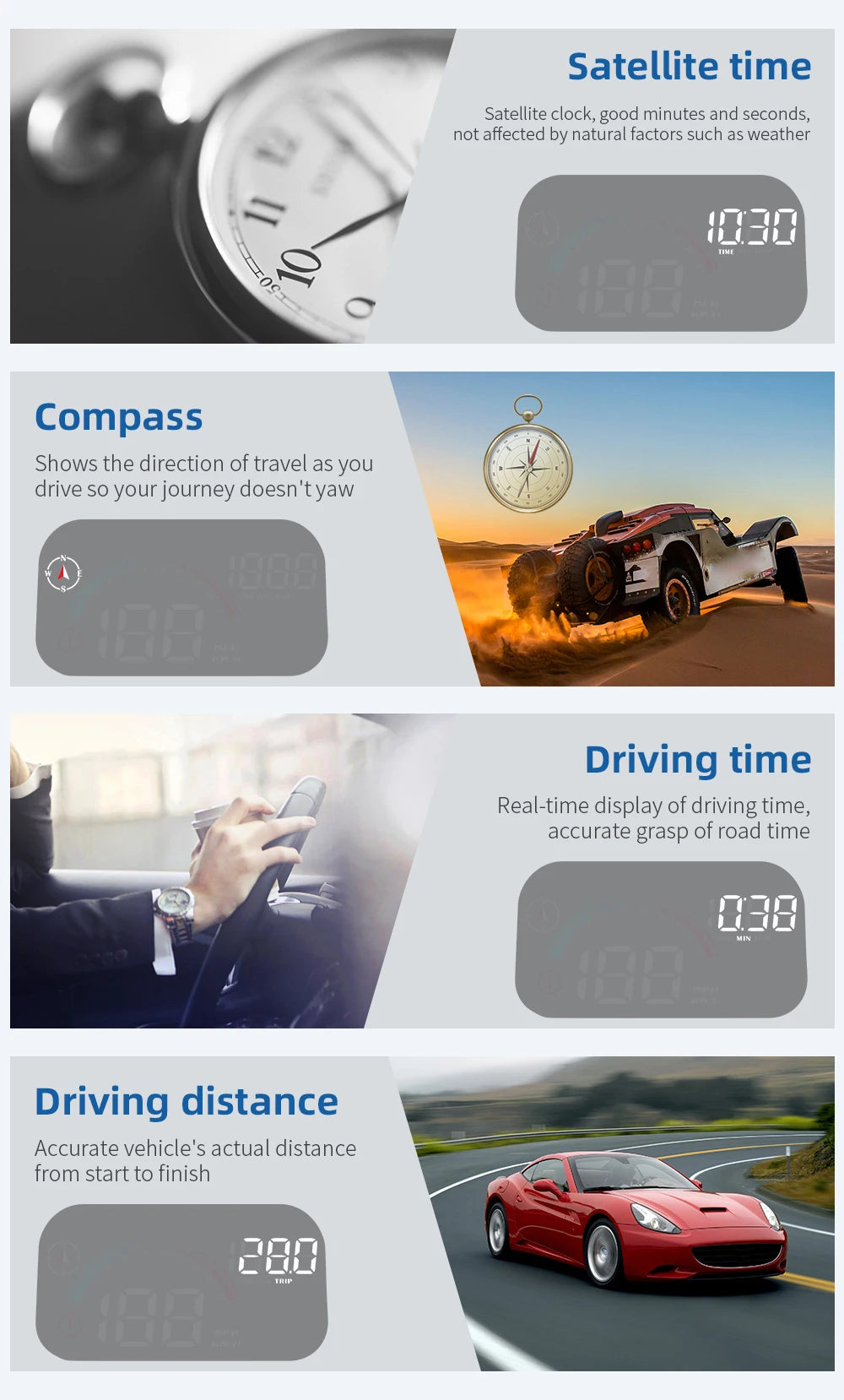 M22 Car HUD Head Up Display Universal Digital GPS Speedometer HD LCD Projection On Glass Windshield Projector for All Cars