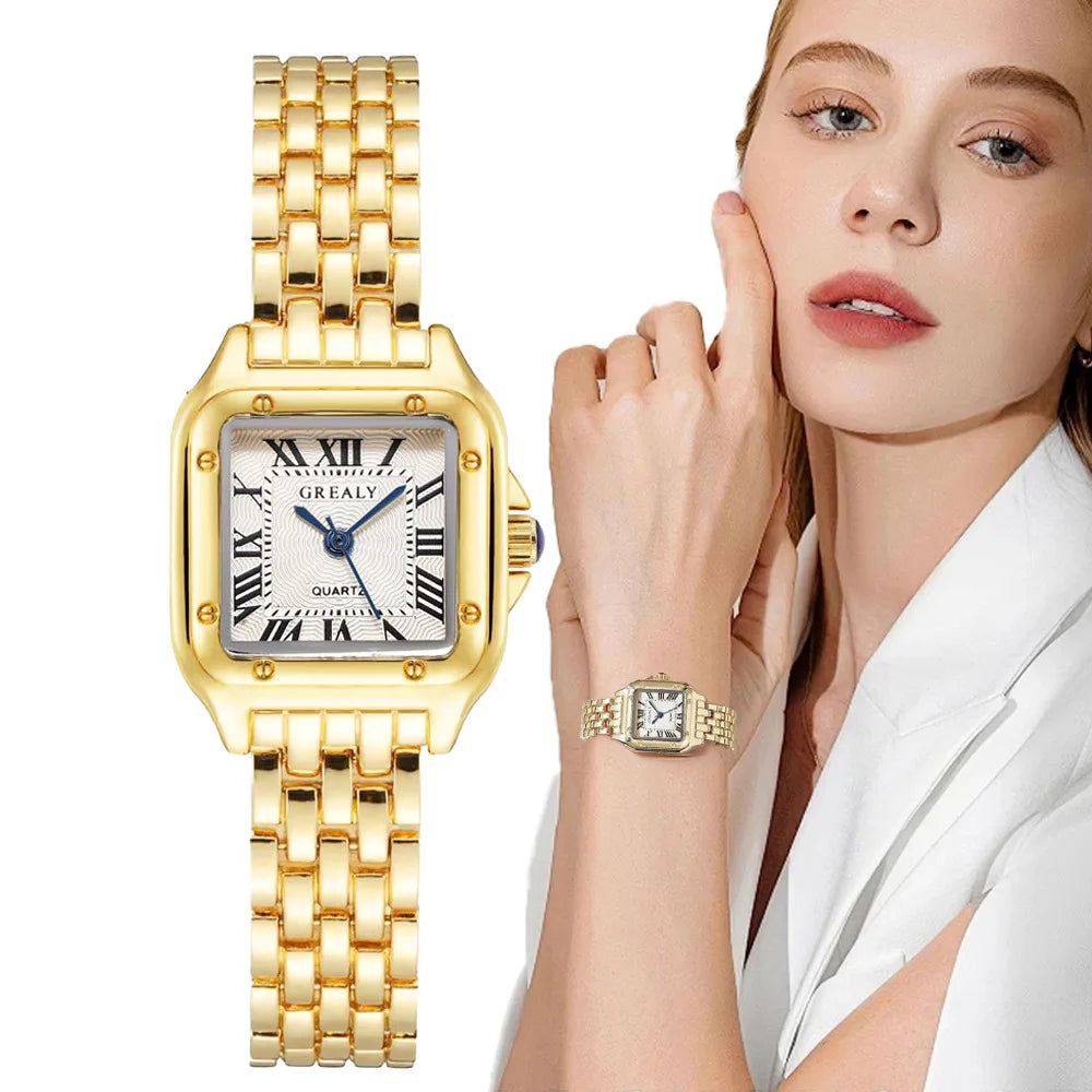 Light Luxury Women’s Gold Quartz Watch with Bracelet Clasp - Smarsty