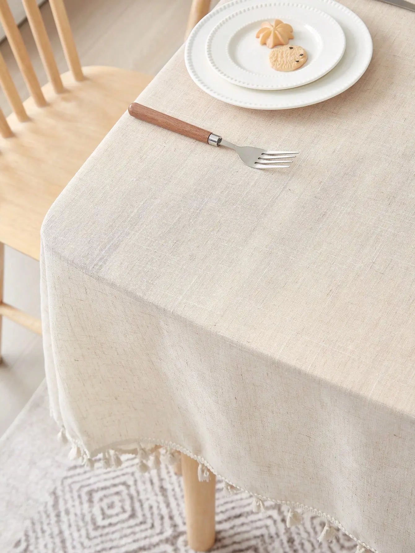 Beige Linen Square Tablecloth for Retro Home Decor - Smarsty