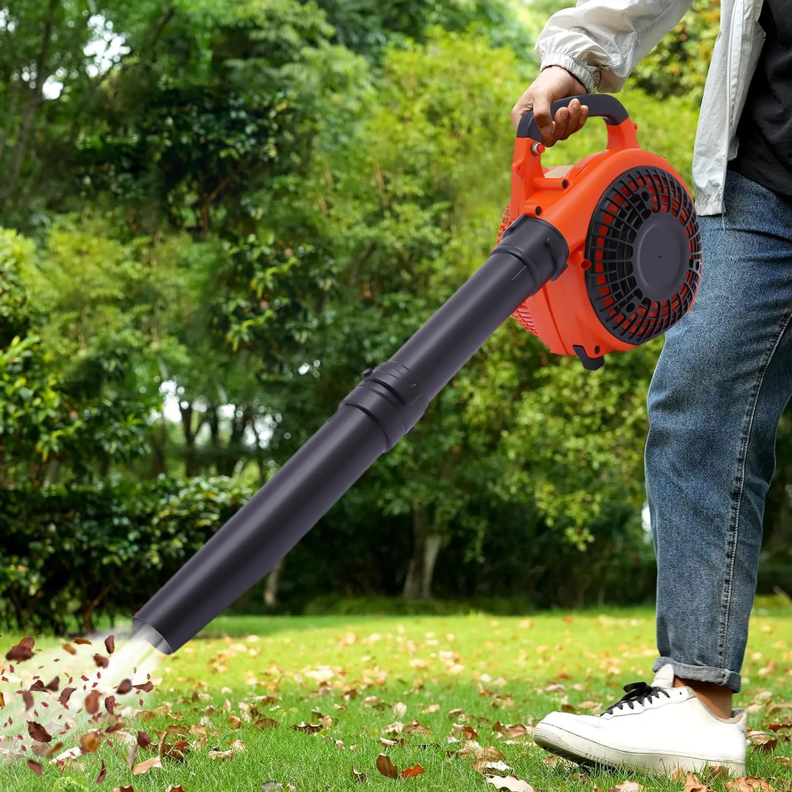 Gas Leaf Blower 25.4CC 2-Stroke 4.59ft³/h Commercial Handheld Gas Leaf Blower Grass Lawn Yard Dust Blowing Cleaning Tool