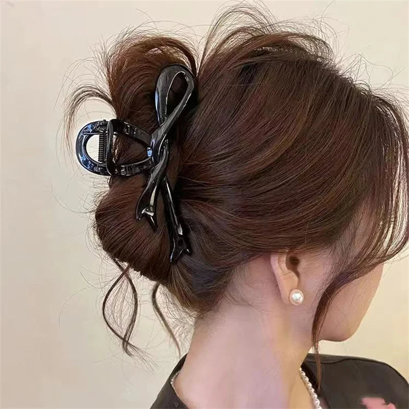 13cm Acrylic Bow Hair Claw Clip Glossy Strong Grip Women - Smarsty