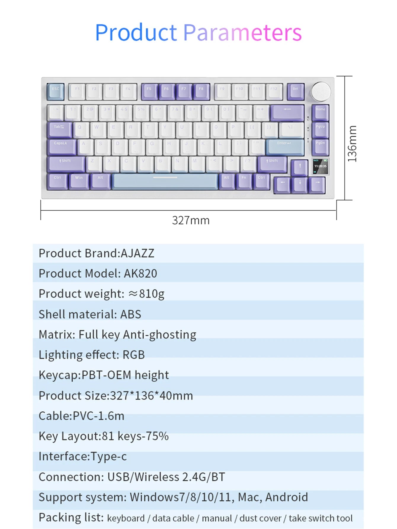 Wireless Mechanical Keyboard With Bluetooth Five One RGB