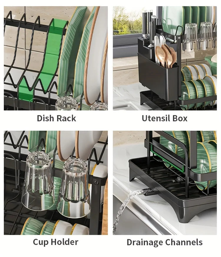 Carbon steel multifunctional kitchen shelf storage rack, bowl and chopstick rack storage organization saves space