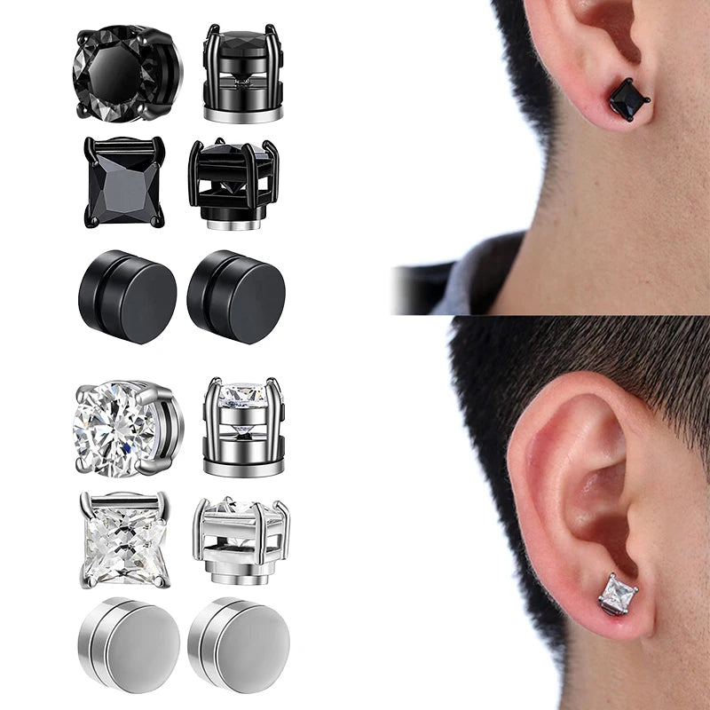 Magnetic Clip Earrings Non Piercing Strong Zircon Studs - Smarsty