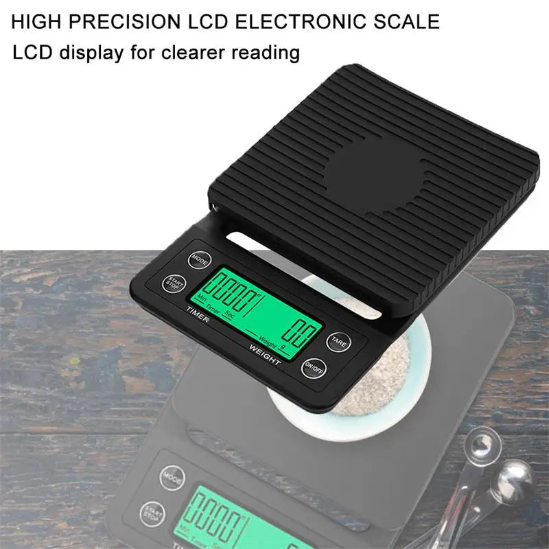 Black Precision Coffee Scale With Timer 0.1g Accuracy - Smarsty