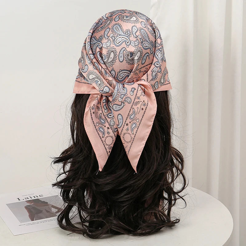 Bohemian Floral Print Silk Scarf for Women Sun Protection - Smarsty
