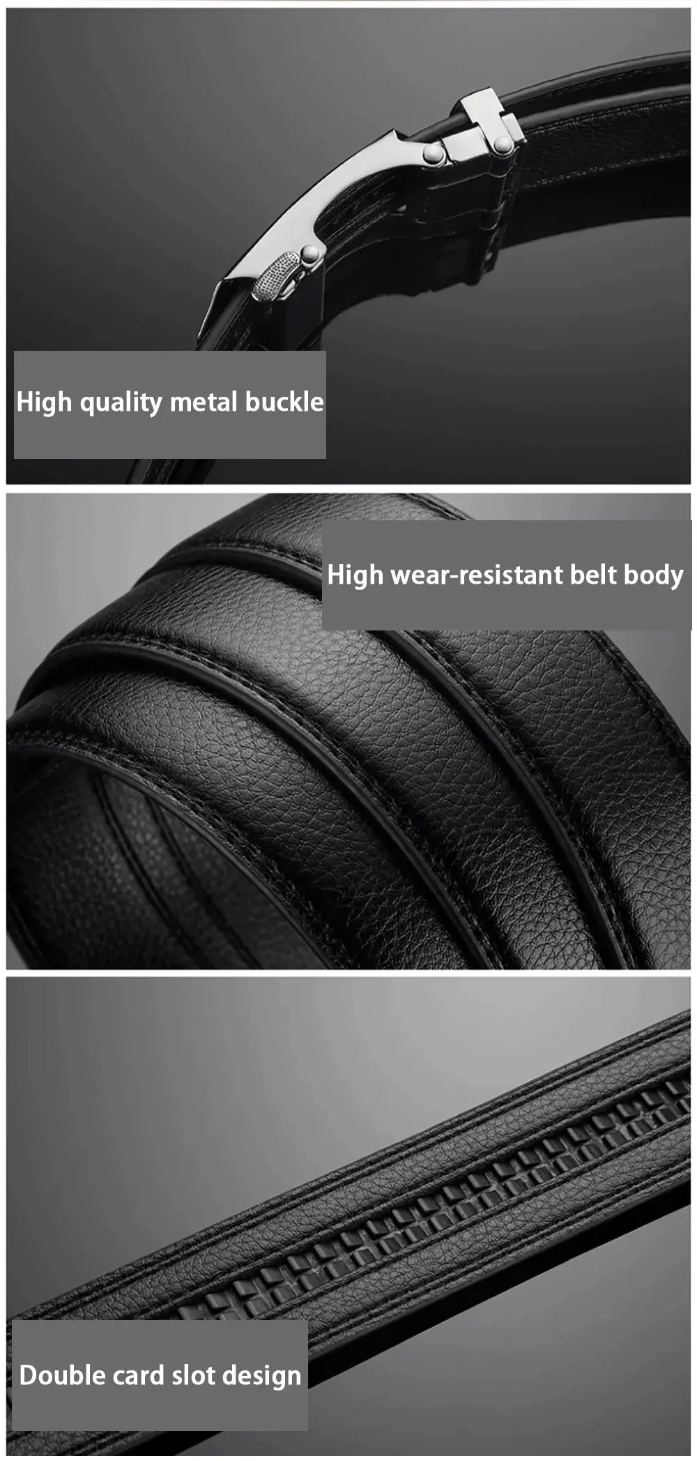 Men's Genuine PU Leather Belt with Metal Buckle - Smarsty
