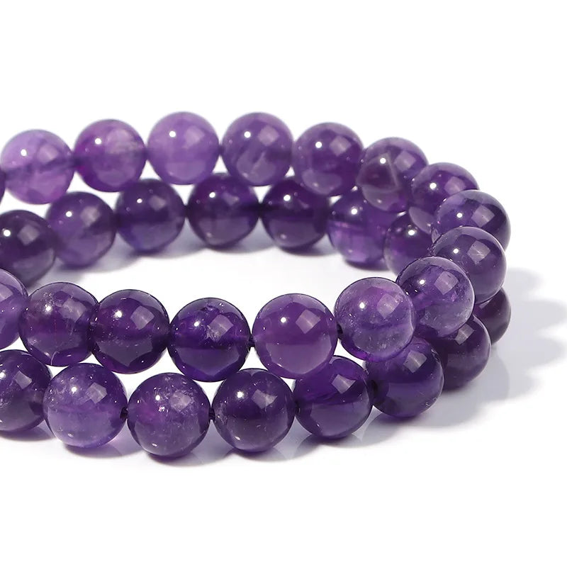Natural Amethyst Crystal Beads 5A Round 15 Inch Strand - Smarsty