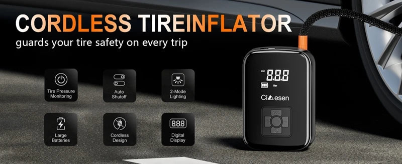 Cordless Wireless Air Pump Portable Tire Inflator 150 PSI - Smarsty