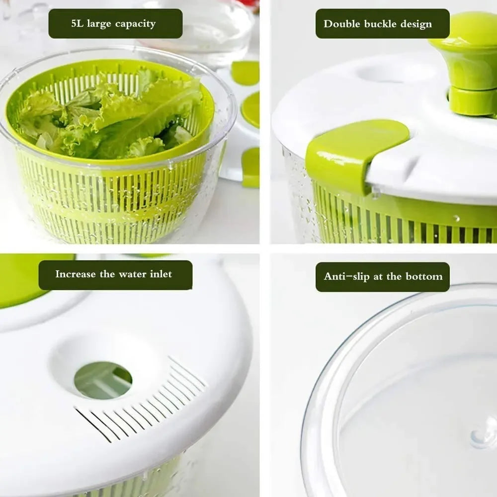 Multifunction Manual Salad Spinner Dryer Vegetable Fruit Food Dehydrator Quick Drying Kitchen Household Vegetable Dehydrator by Smarsty