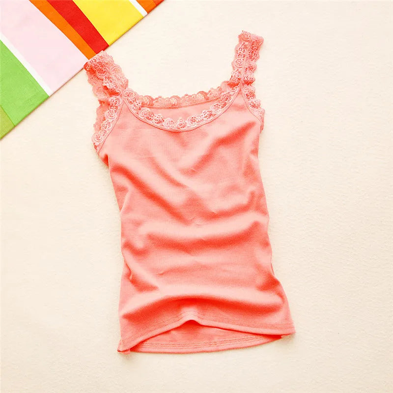 Black Tops Summer Sleeveless Women Tank Top With Lace Top Red Inside Wear Lace Camisoles Loose Underwear Womens Clothing Vest - Smarsty
