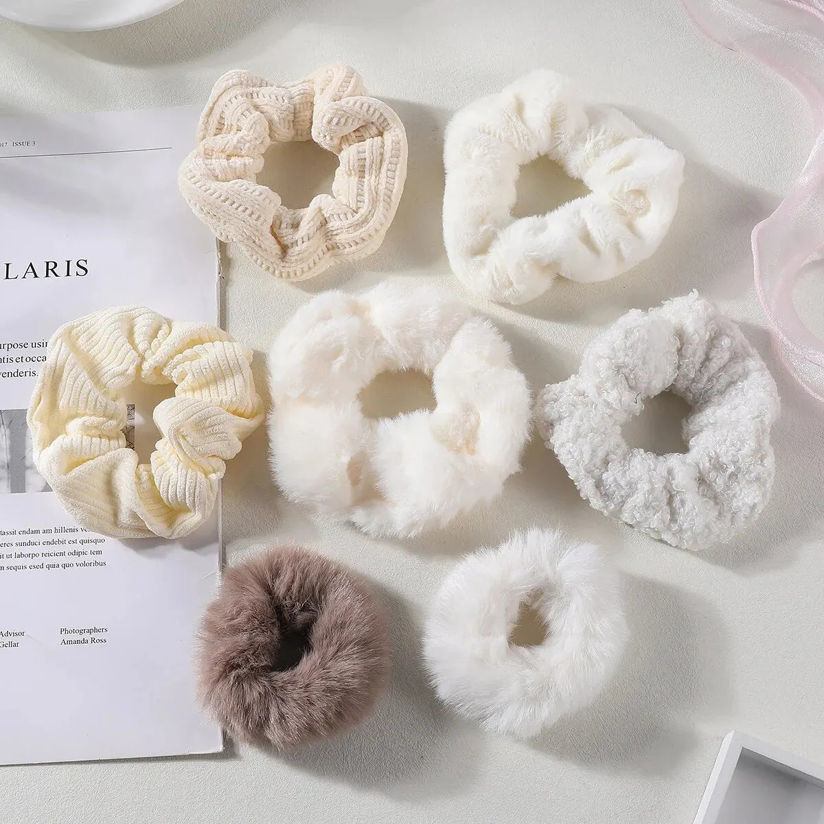 Plush Hair Scrunchies Set Soft Elastic Ponytail Holders - Smarsty