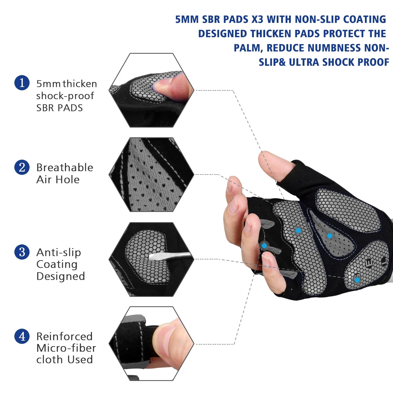 MOREOK Cycling Gloves Half Finger Shock Absorbing Gel Pads - Smarsty