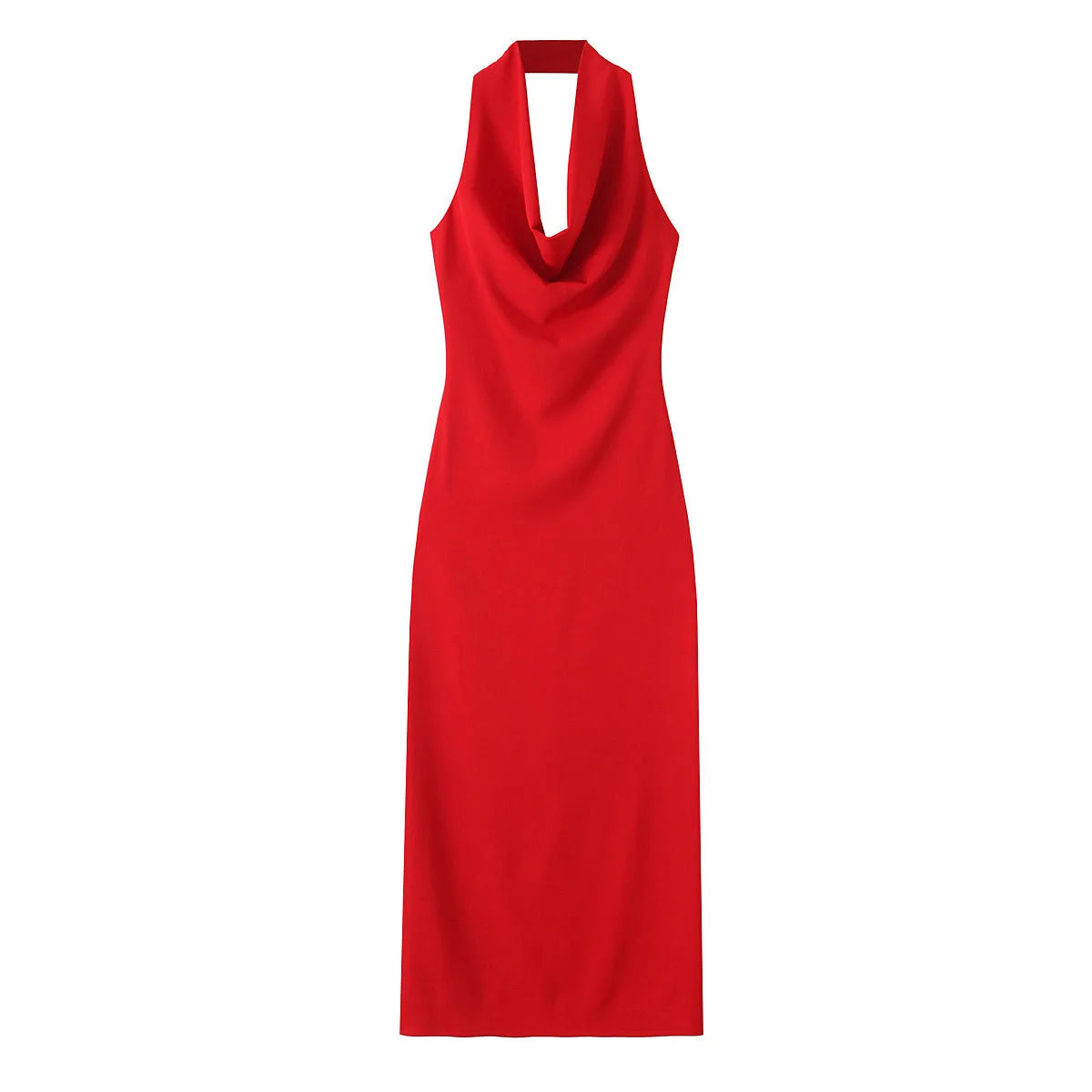 European And American Style Foreign Trade Women's Clothing New Style Temperament Draped Halter Neck Midi Dress