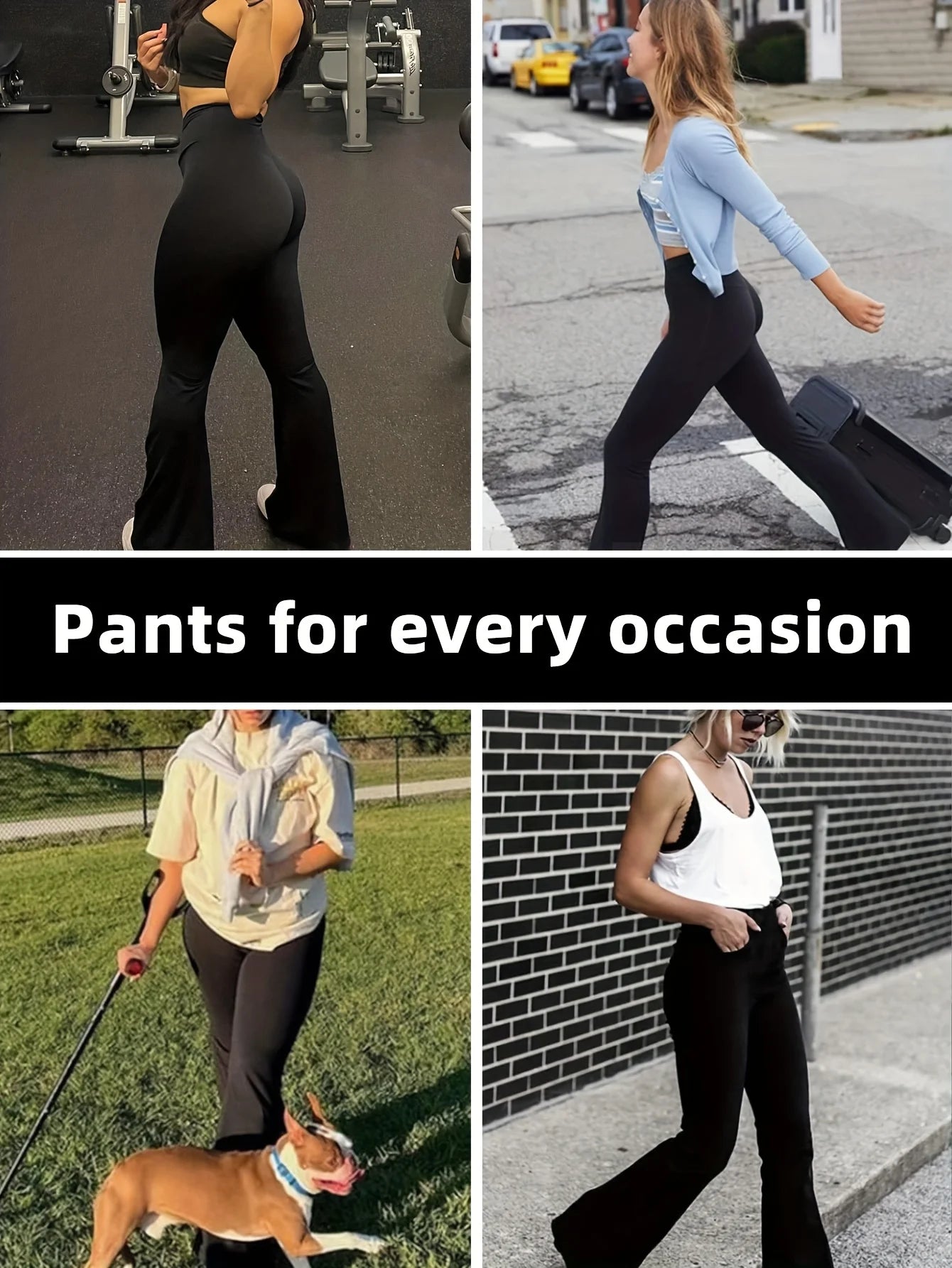 Women's spring and summer high waisted tight fitting flared pants, slim leg long black pants, thin wide leg pants for slim women - Smarsty