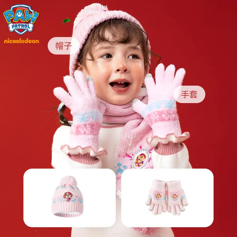 Kids Cartoon Winter Hat Scarf Set With Gloves Warmth - Smarsty