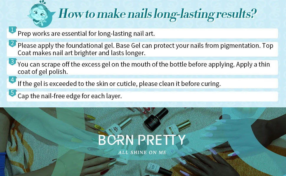 Born Pretty 6 Piece Gel Nail Polish Set Long Lasting Color - Smarsty