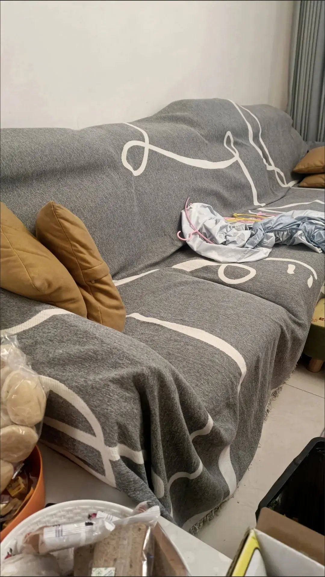 Black Chenille Sofa Cover for Dust Protection - Smarsty