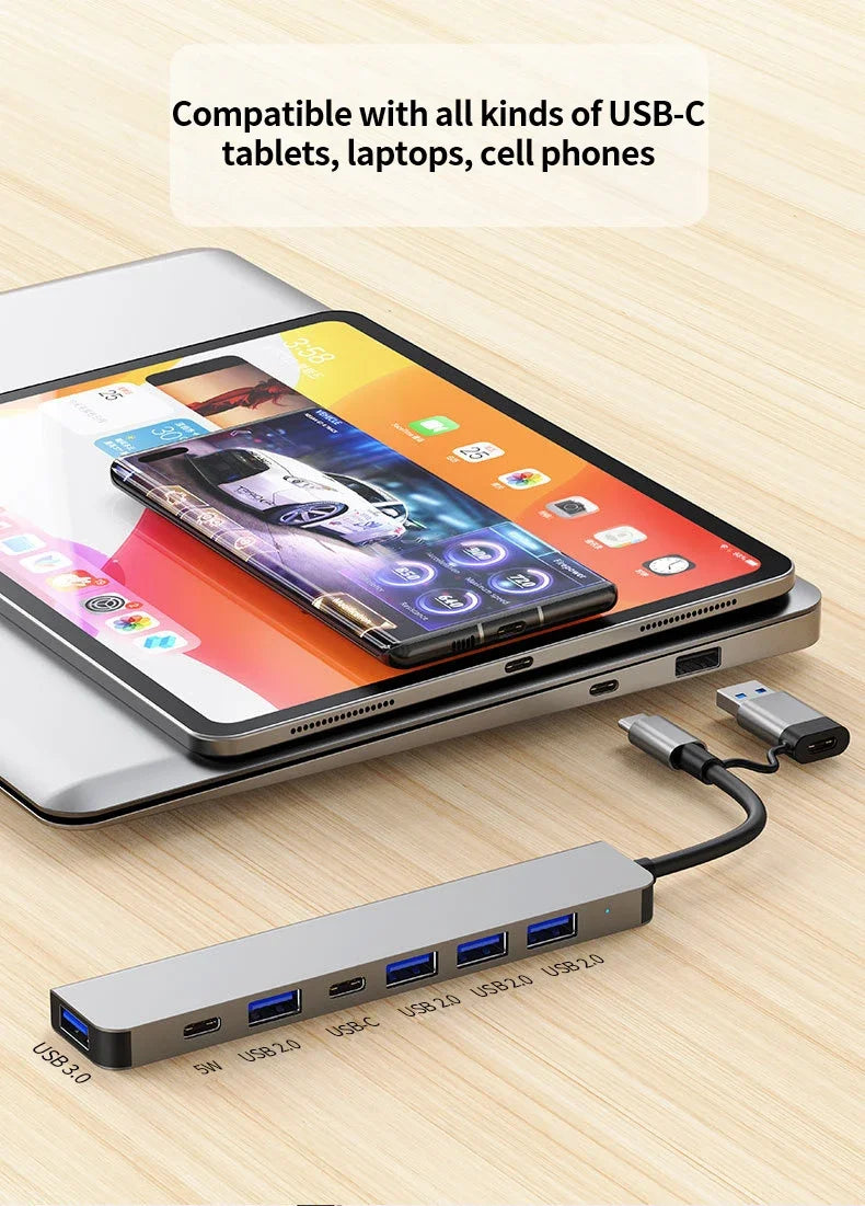 Premium USB C Hub 7 In 1 Multiport Adapter MacBookPro