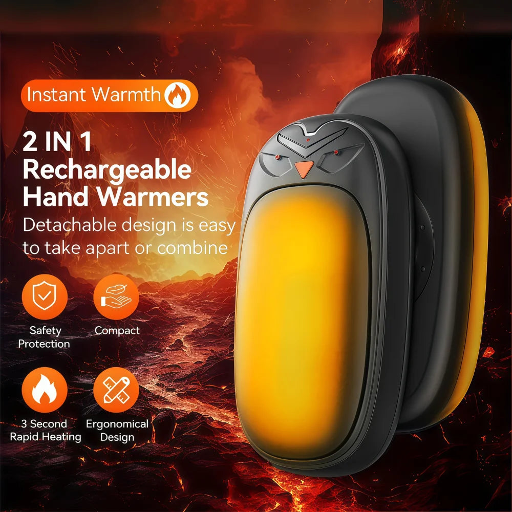 2-in-1 Hand Warmers Rechargeable 2 Pack Magnetic Electric Hand Warmer Portable Pocket Hand Warmer