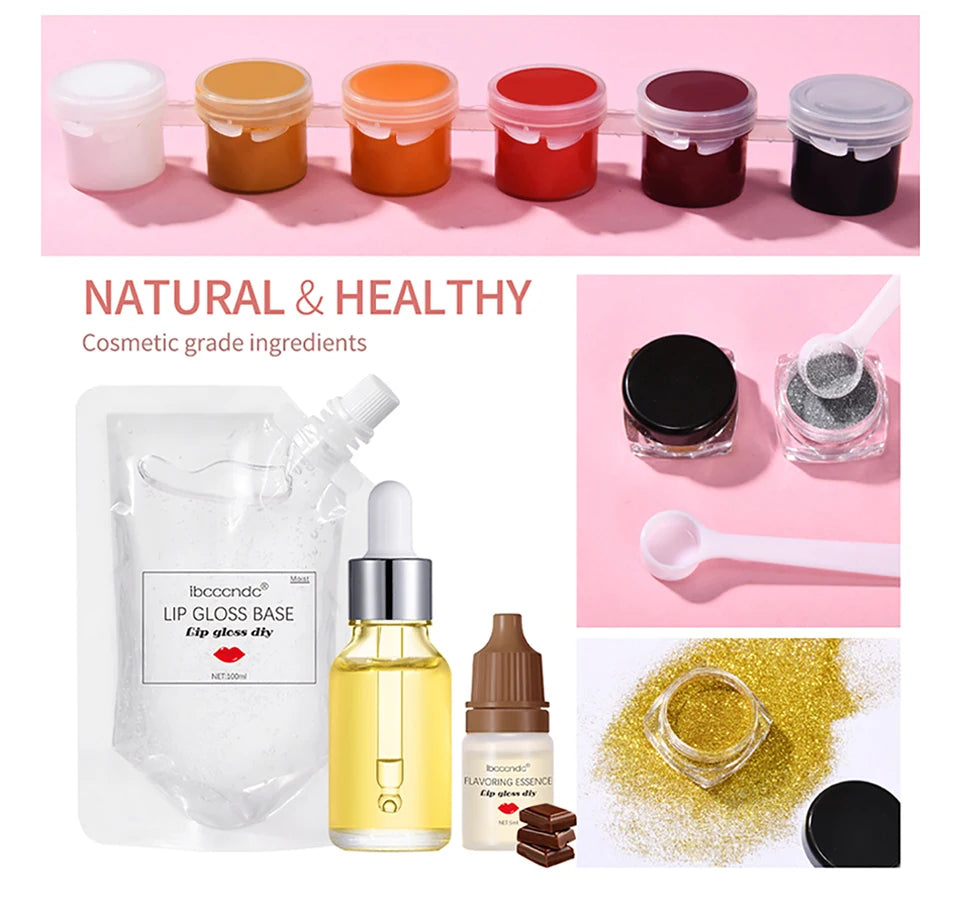 DIY Lip Gloss Making Kit Moisturizing Lip Gloss Base Diy Raw Material Tool Kit Shiny Glitter Lip Tints Glaze Handmade Cosmetics