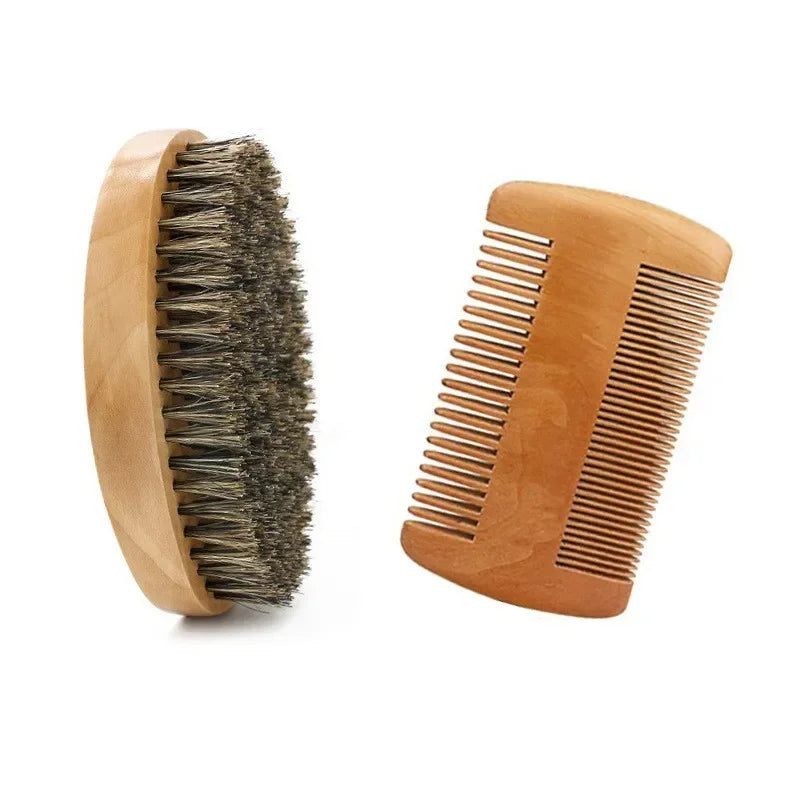 Men's Boar Bristle Shaving Brush Set for Precision Grooming - Smarsty