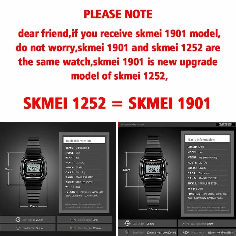 SKMEI 1901 Luxury Waterproof Digital Women's Watch - Smarsty