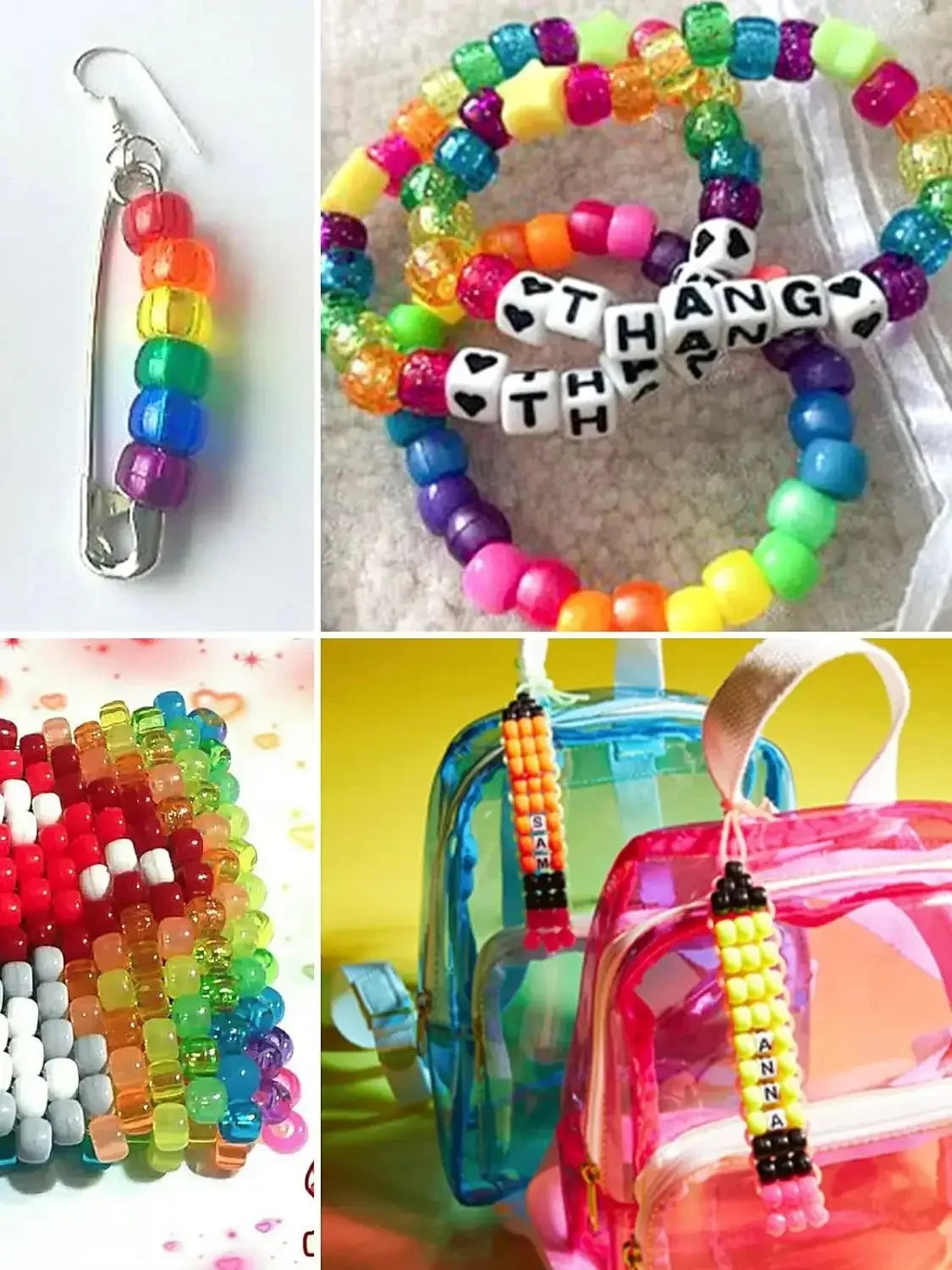 Pony Beads for Friendship Bracelet Making Kit 24 Colors Kandi Beads Set, 720pcs Plastic Rainbow Bulk and 980pcs Letter Beads wit - Smarsty