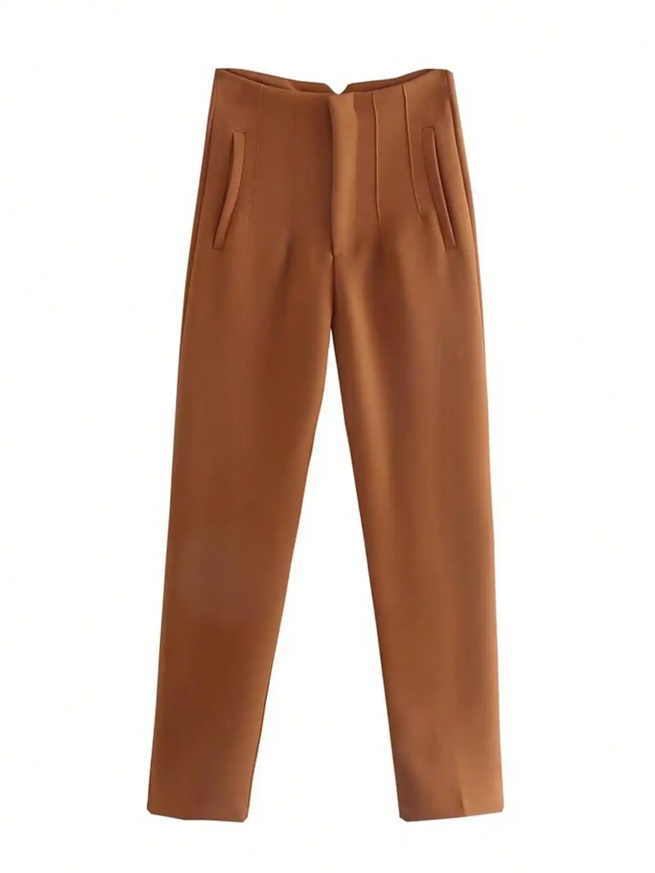 TRAFZA Women Elegant Solid Pencil Pants High Waist Pant For Women Casual Streetwear Woman Trousers Office Wear Chic Pant - Smarsty