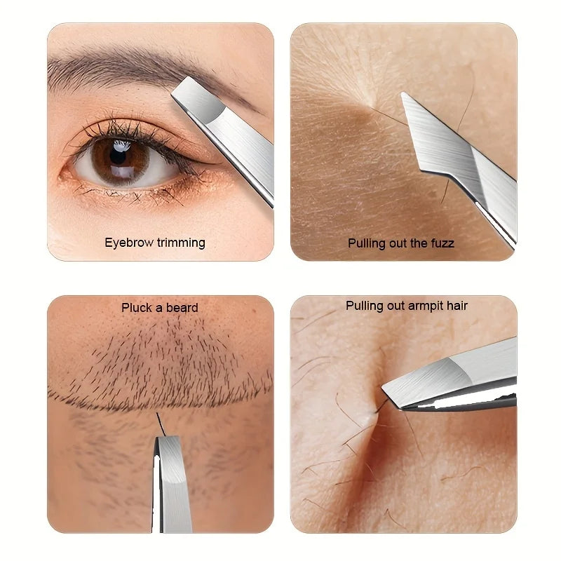Ouriner Stainless Steel Eyebrow Tweezers Set for Precision Hair Removal - Smarsty