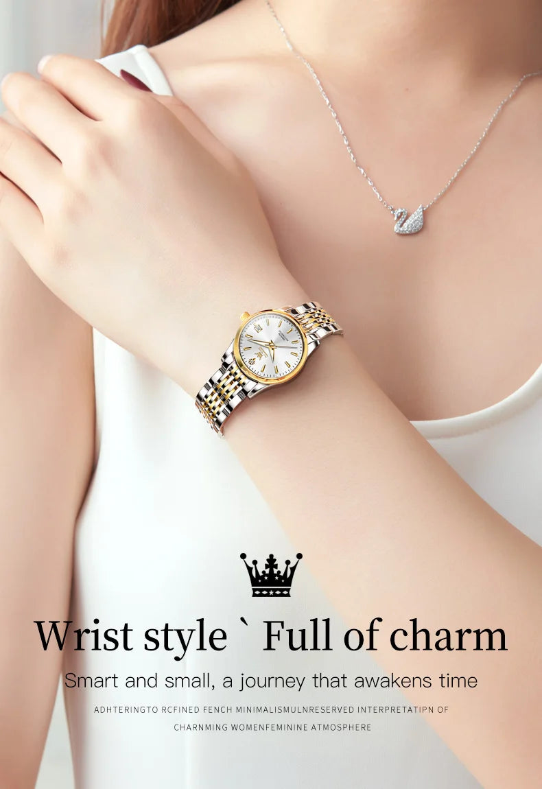 OLEVS Ladies Automatic Wristwatch Waterproof Stainless Steel - Smarsty