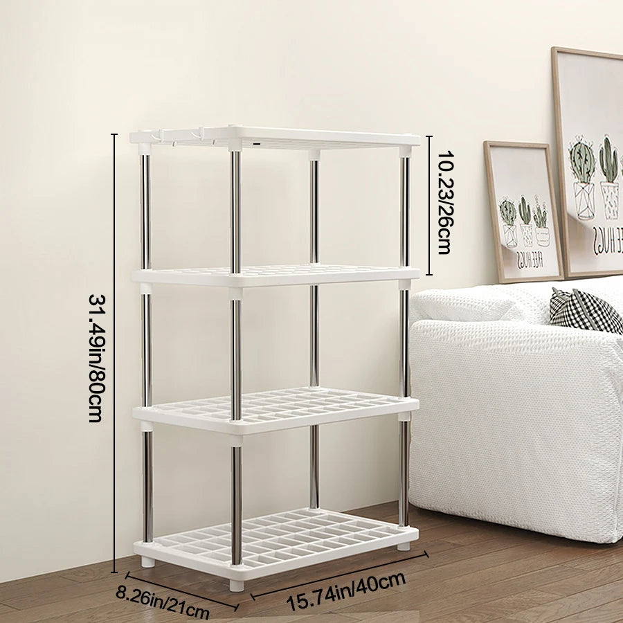 Four-Layer Multifunctional Storage Rack for Bathroom, Living Room, Kitchen, and Bedroom; Plastic Floor-Standing Storage Rack for Bathroom Organization by Smarsty