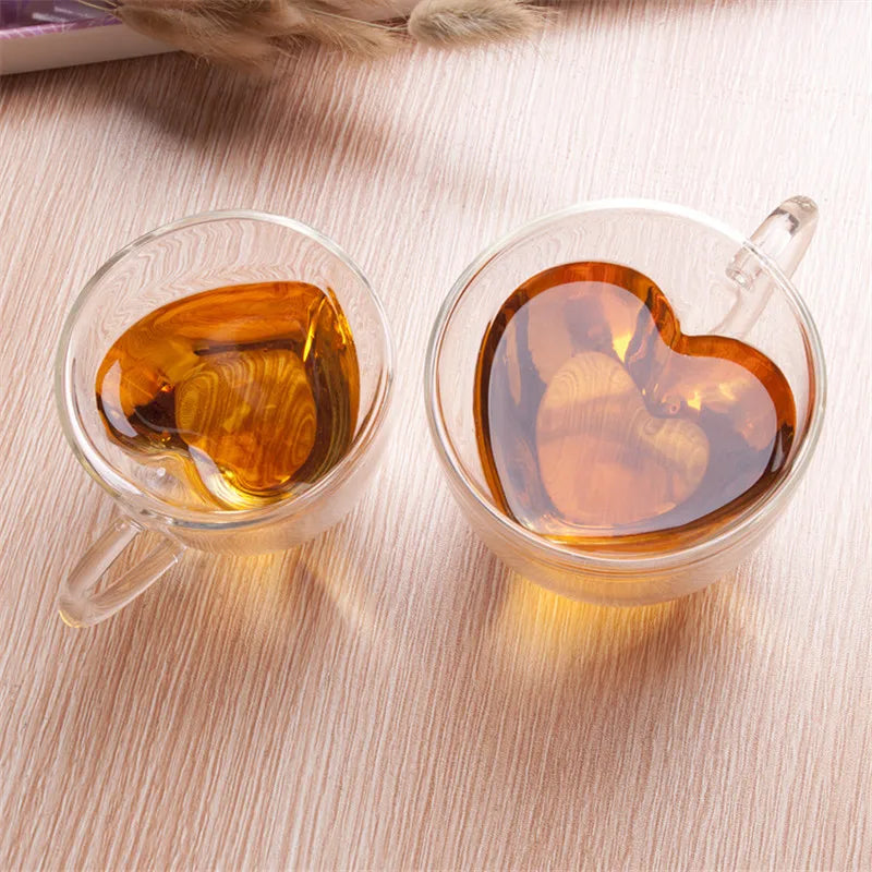 Heart Love Shaped Glass Mug for Couples - Smarsty