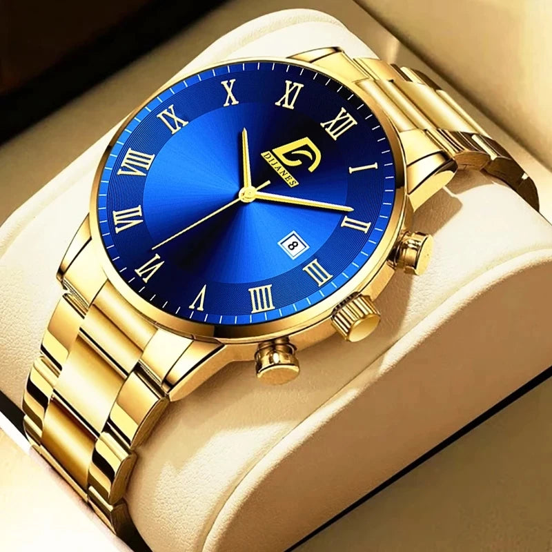 Luxury Minimalist Gold Quartz Watch for Men - Smarsty