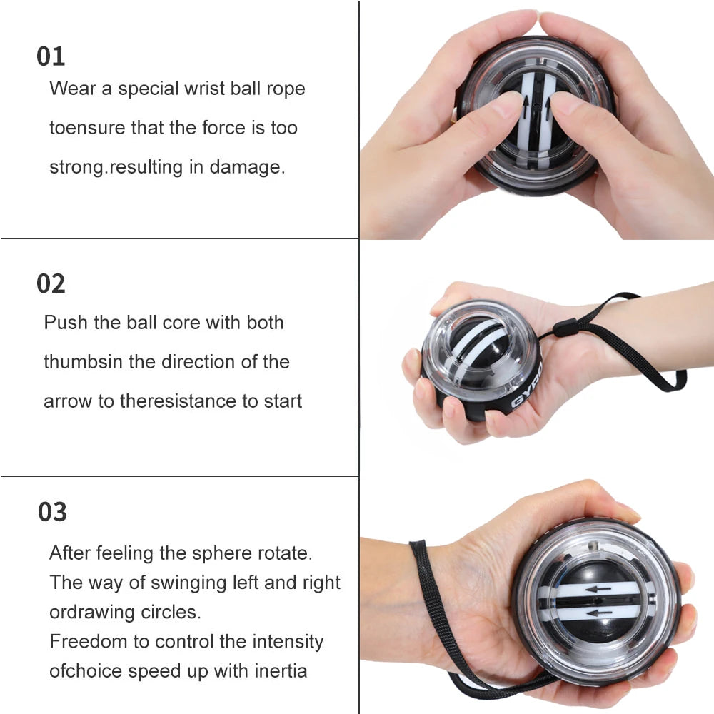Self-Starting Wrist Gyro Ball Power Trainer Forearm Exerciser - Wrist Strengthening Device for Arm And Finger Muscle Training - Smarsty
