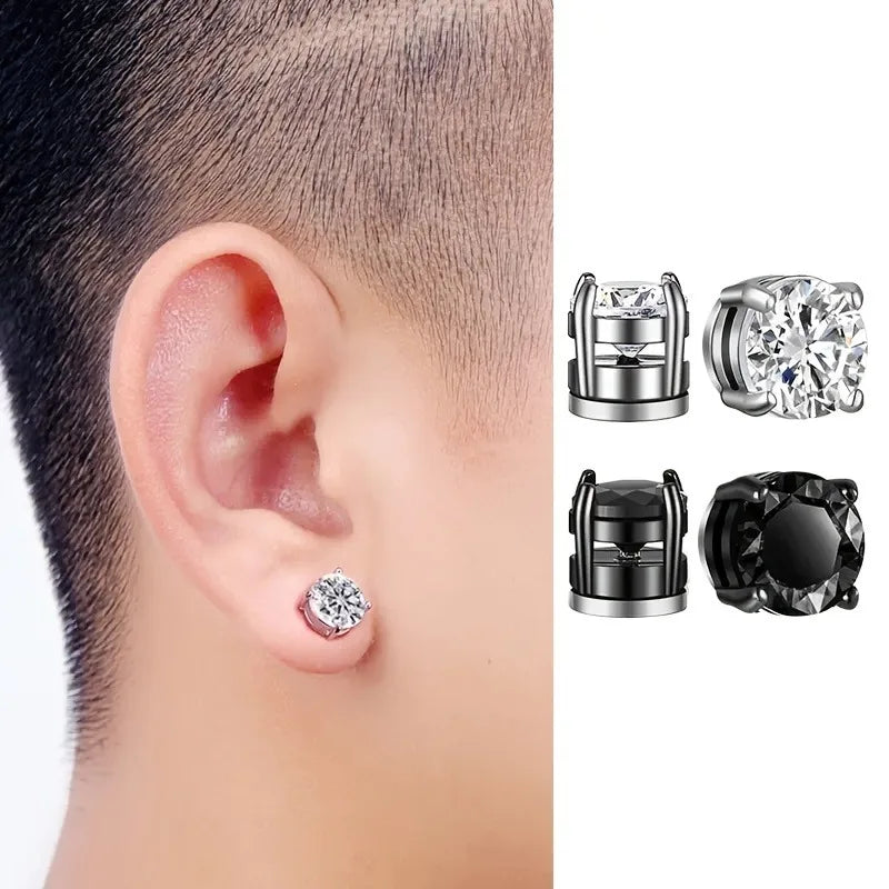 Mens Magnetic Stainless Steel Clip Earrings Set No Piercing - Smarsty