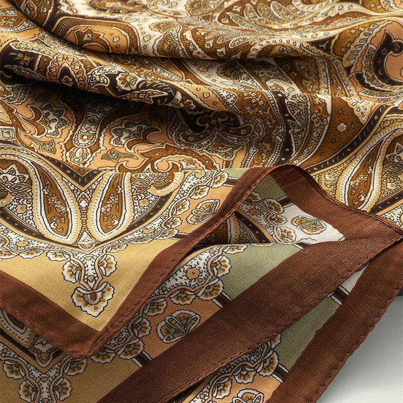 Bohemian Silk Square Scarf for Women Luxury Floral Print - Smarsty