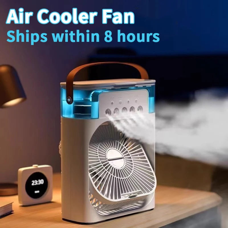 New 3 In 1 Fan AIr Conditioner Household Mini Air Cooler LED Night Light Portable Humidifier Air Adjustment Fan Office Home Fan - Smarsty