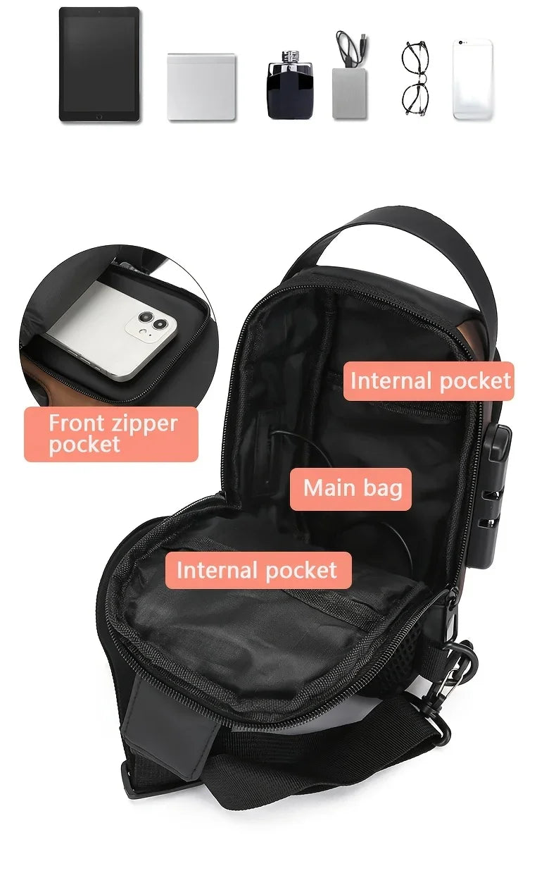 Durable Oxford Sling Bag With Crossbody Phone Pocket - Smarsty