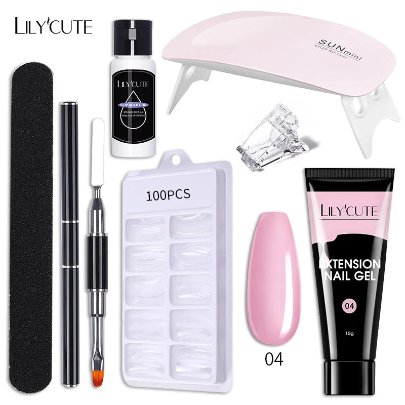 LILYCUTE Nail Gel Set with 6W LED Lamp for Quick Manicure - Smarsty