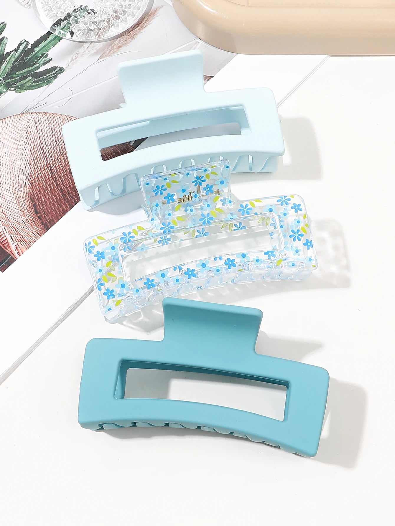 Medium Hair Claw Clips Strong Hold Matte Pink Versatile Set - Smarsty