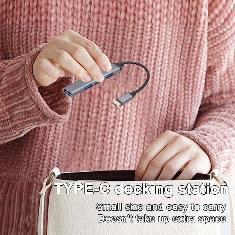 4-Port USB 3.0 Hub Adapter 5Gbps USB Data Hub USB C To USB Hub Multiple USB 3.0 Hub USB Port Expander for Laptop and PC