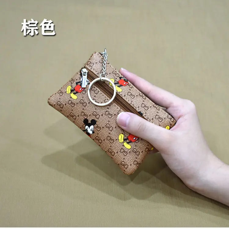 Disney Mickey Mouse Premium Genuine Leather Cartoon Phone Wallet Anime Coin Purse High-capacity Card Package Portable Wallet New