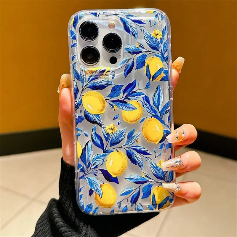 Summer Fresh Fruit Lemon Print TPU Phone Case for IPhone 16 17 15 14 13 12 11 Pro Max 16 Plus 17 Air Cushion Shockproof Cover by Smarsty