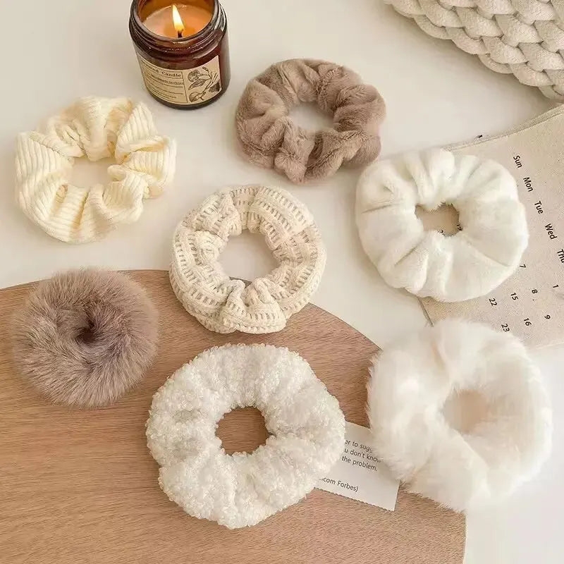 Plush Hair Scrunchies Set Soft Elastic Ponytail Holders - Smarsty