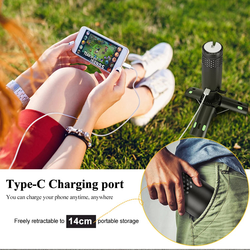 Upgraded Camping LED Telescopic Flashlight with Tripod Rechargeable Emergency Lamp Outdoor Portable orch Light Table Lamp Tent by Smarsty