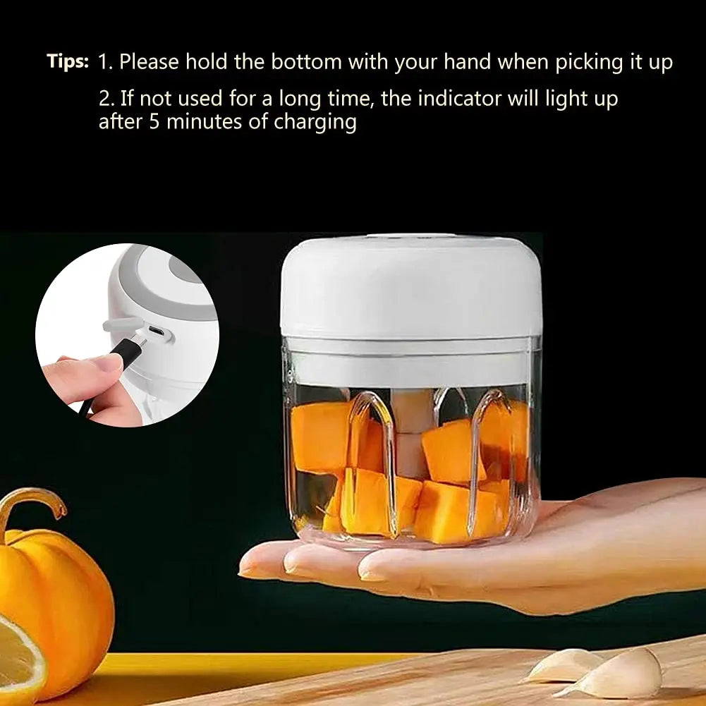 300ML Electric Garlic Chopper USB Charging Food Vegetable Meat Crusher Stainless Steel Mini Chili Garlic Masher Kitchen Gadgets by Smarsty