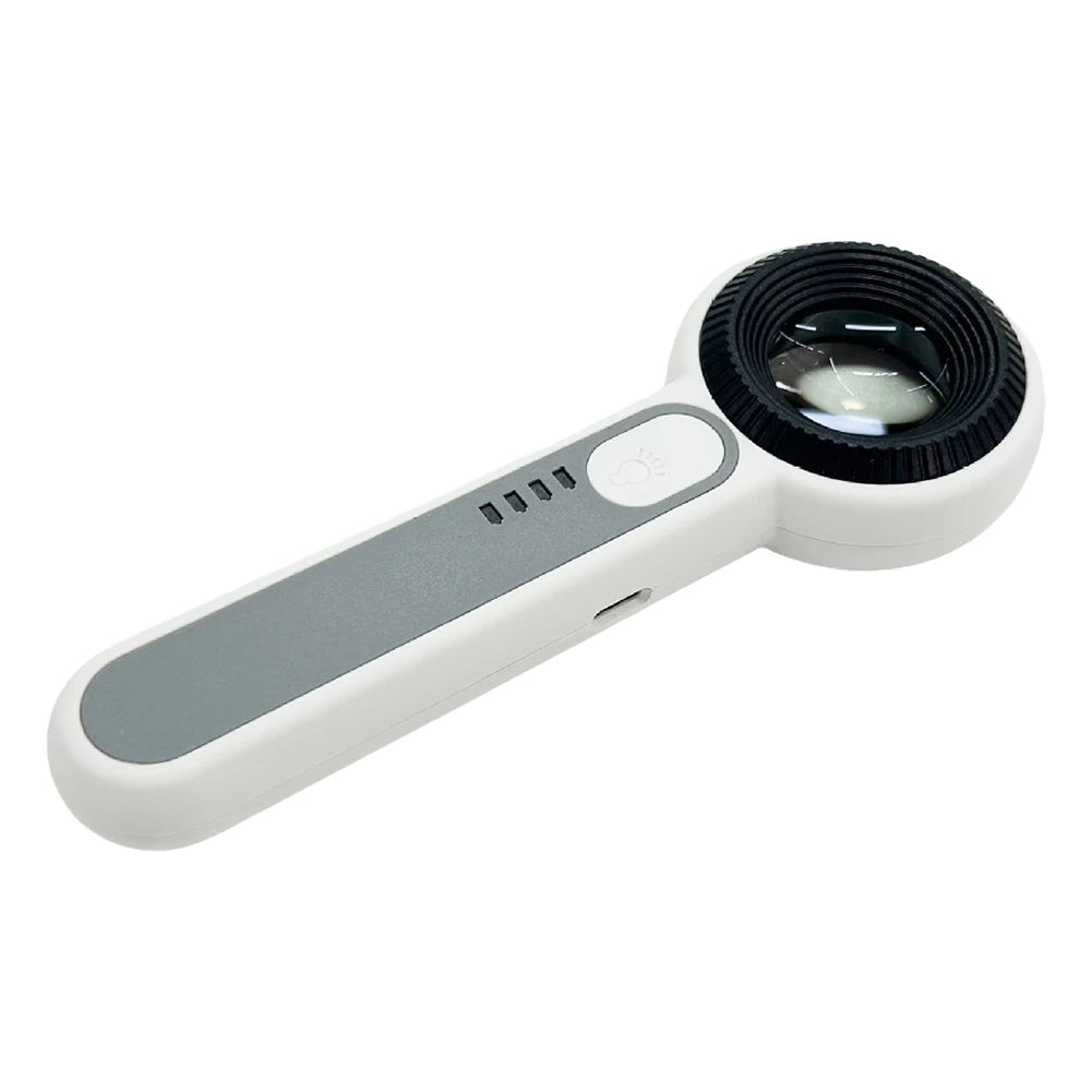 60X Handheld Magnifier Rechargeable Illuminated Magnifying Glass Wear Resist Lighting Book Magnifier for Seniors Reading Repair