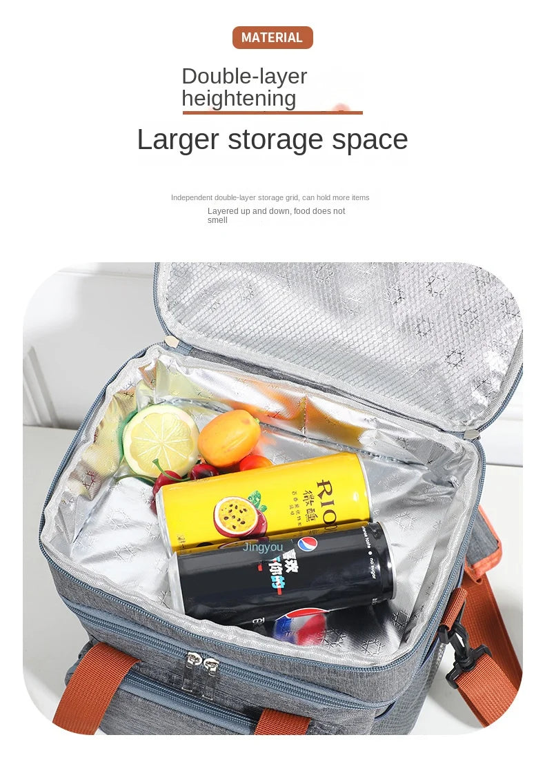 Double Layer Leakproof Lunch Bag Large Capacity Insulation - Smarsty